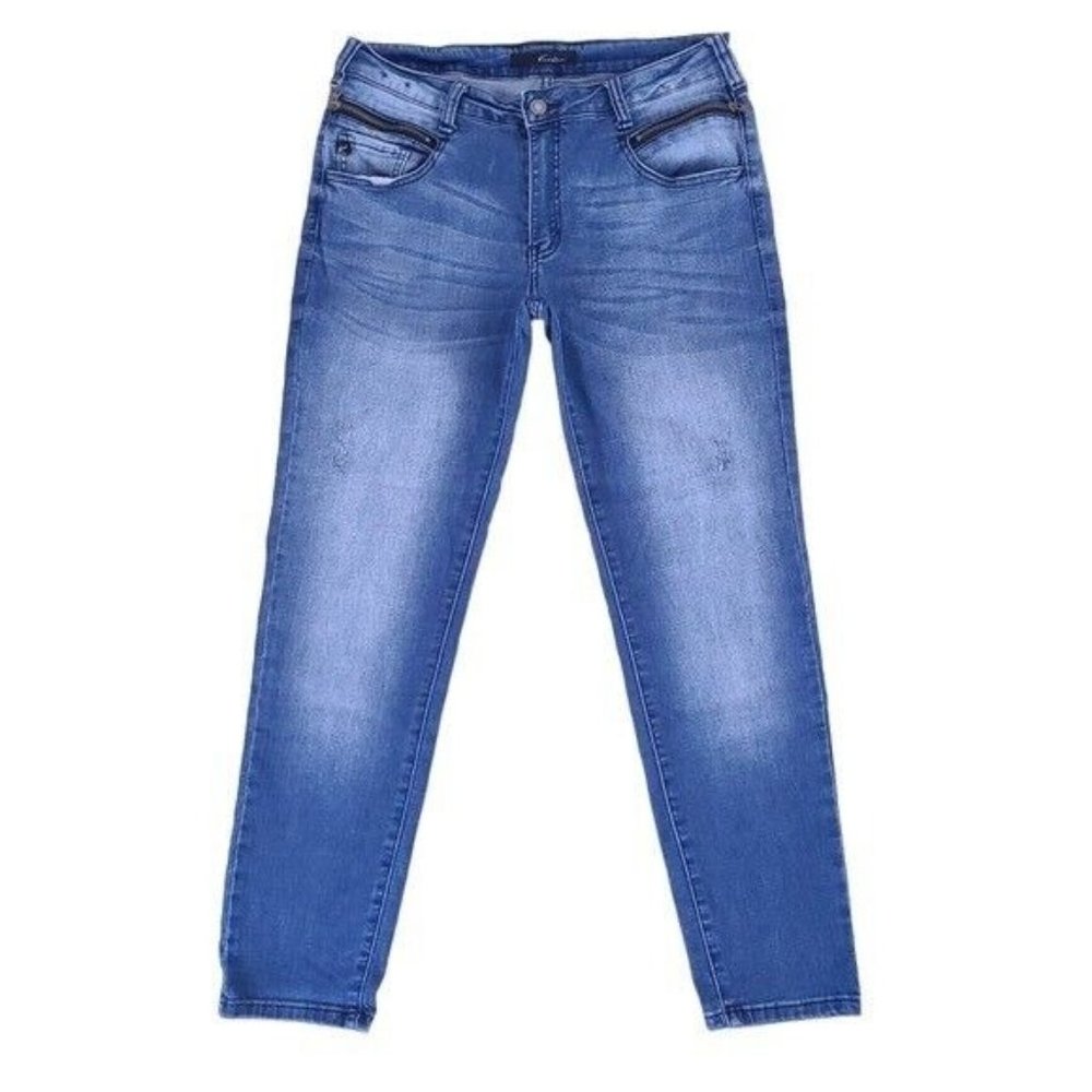 KanCan Mid Rise Skinny Distressed Zippered Pocket Jeans Size 30